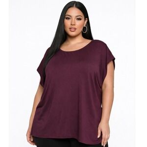 We Wander FeatherStretch Cap Sleeve Tee Dark Purple Size 3X NWT